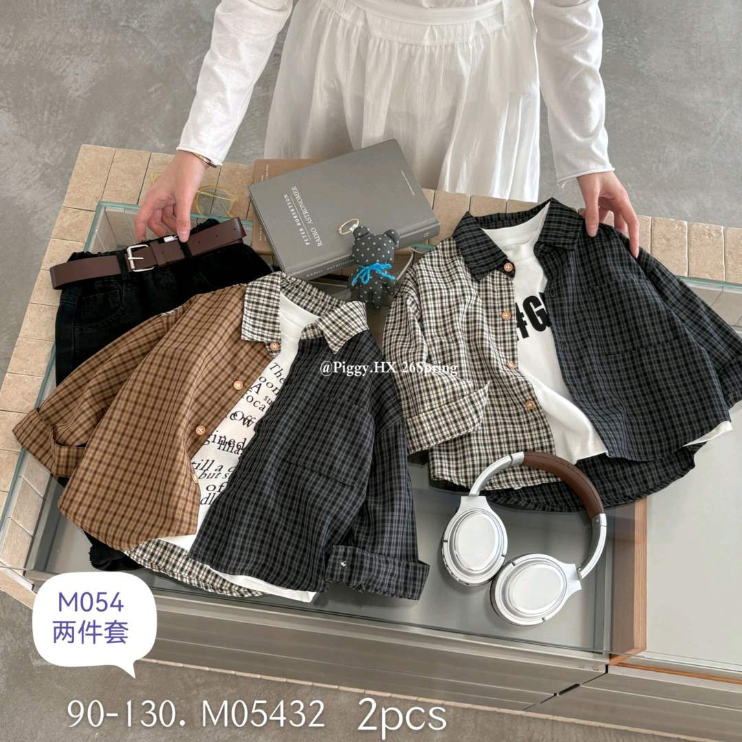 Korean-style plaid shirt jacket featuring a unique patchwork design of checkered fabrics for Boys