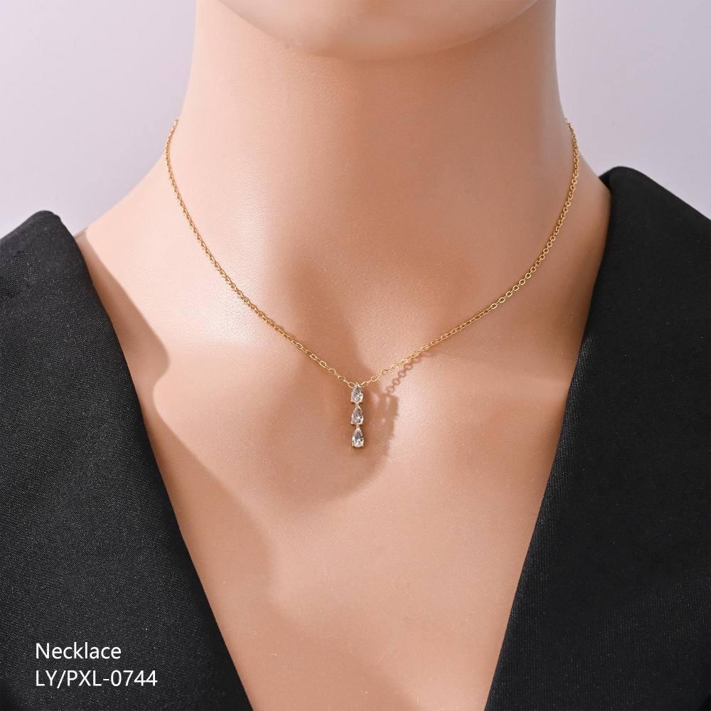 Anti Tarnish (316L Grade)  Droplet Necklace - PXL-0744-J
