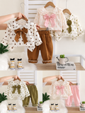 Korean Style Polka Dot Patterned Cotton Girls' clothing set