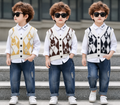 Boys Printed Sweater With Shirt & Trousers clothing set